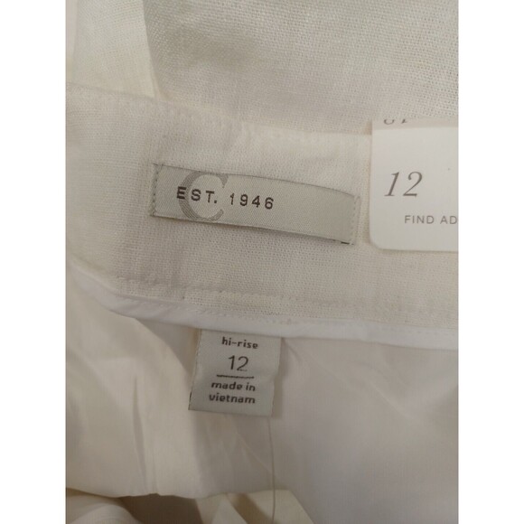 C EST 1946 Ankle Pants Linen Blend Women's Sz 12 White Classic - Picture 7 of 13